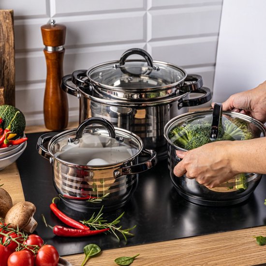 Klausberg 7701 - 8-piece cookware set - cooking pots - 16-18-20-24 cm - with lids Graphite