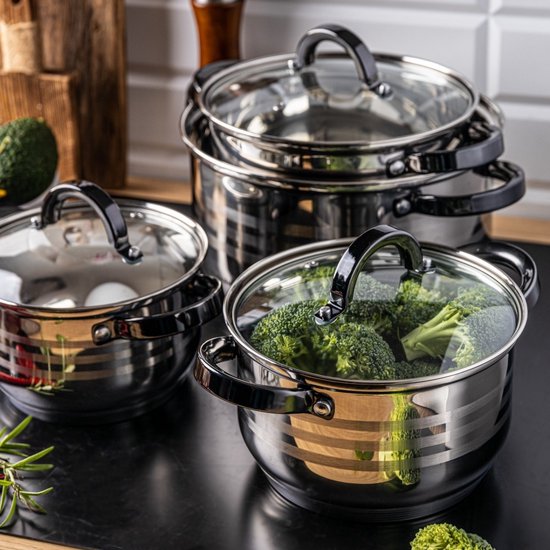 Klausberg 7701 - 8-piece cookware set - cooking pots - 16-18-20-24 cm - with lids Graphite