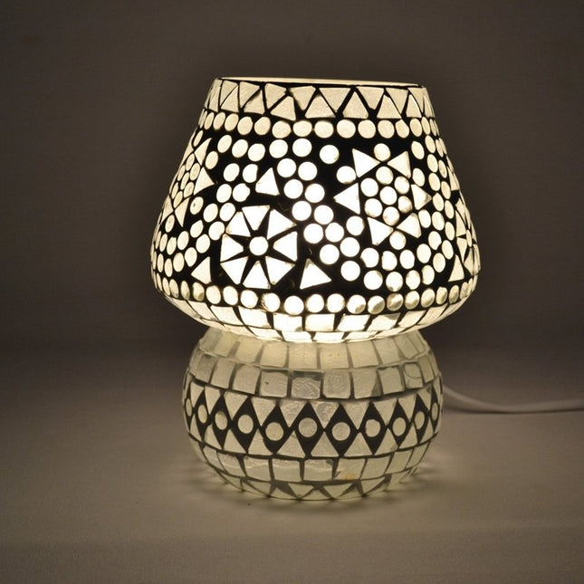 Oriental mosaic mushroom table lamp transparent