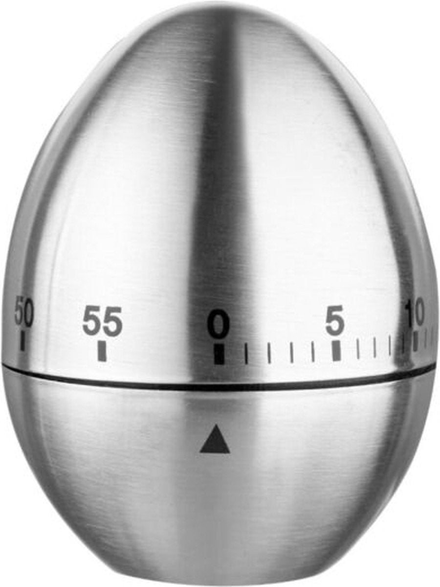 5Five ei timer van RVS – keukentimer in eivorm, zilver, 6,1 x 7,6 cm