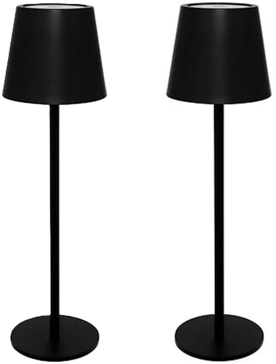 Atmosphera Cody oplaadbare tafellamp – set van 2, zwart, binnen en buiten