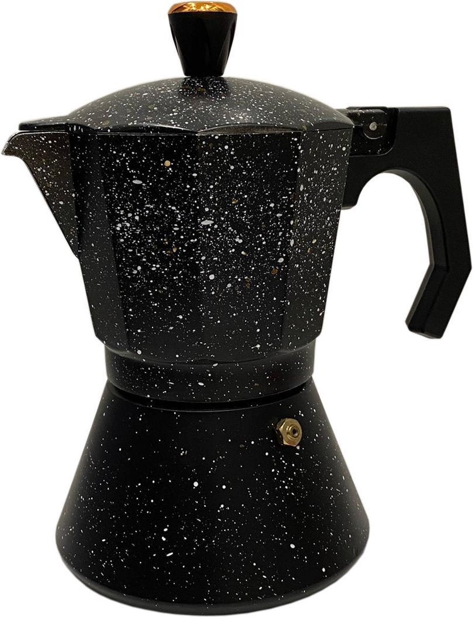 Rosenberg espresso maker aluminium – percolator 12 kops, zwart