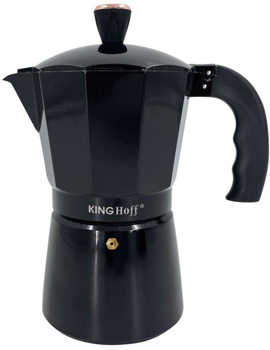 Cafetière expresso en aluminium Kinghoff KH-1884 – 9 tasses – Noir – Compatible induction – Percolateur – 450 ml
