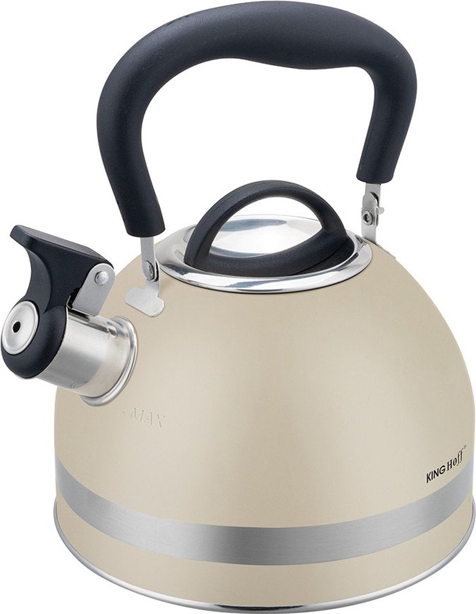 Kinghoff 1854 fluitketel RVS – 1,8 liter, crème, ook voor inductie