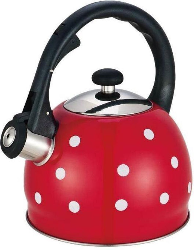 Kinghoff 1049 - Whistling kettle - 2 litres - red - polka dot - the original version kettle!