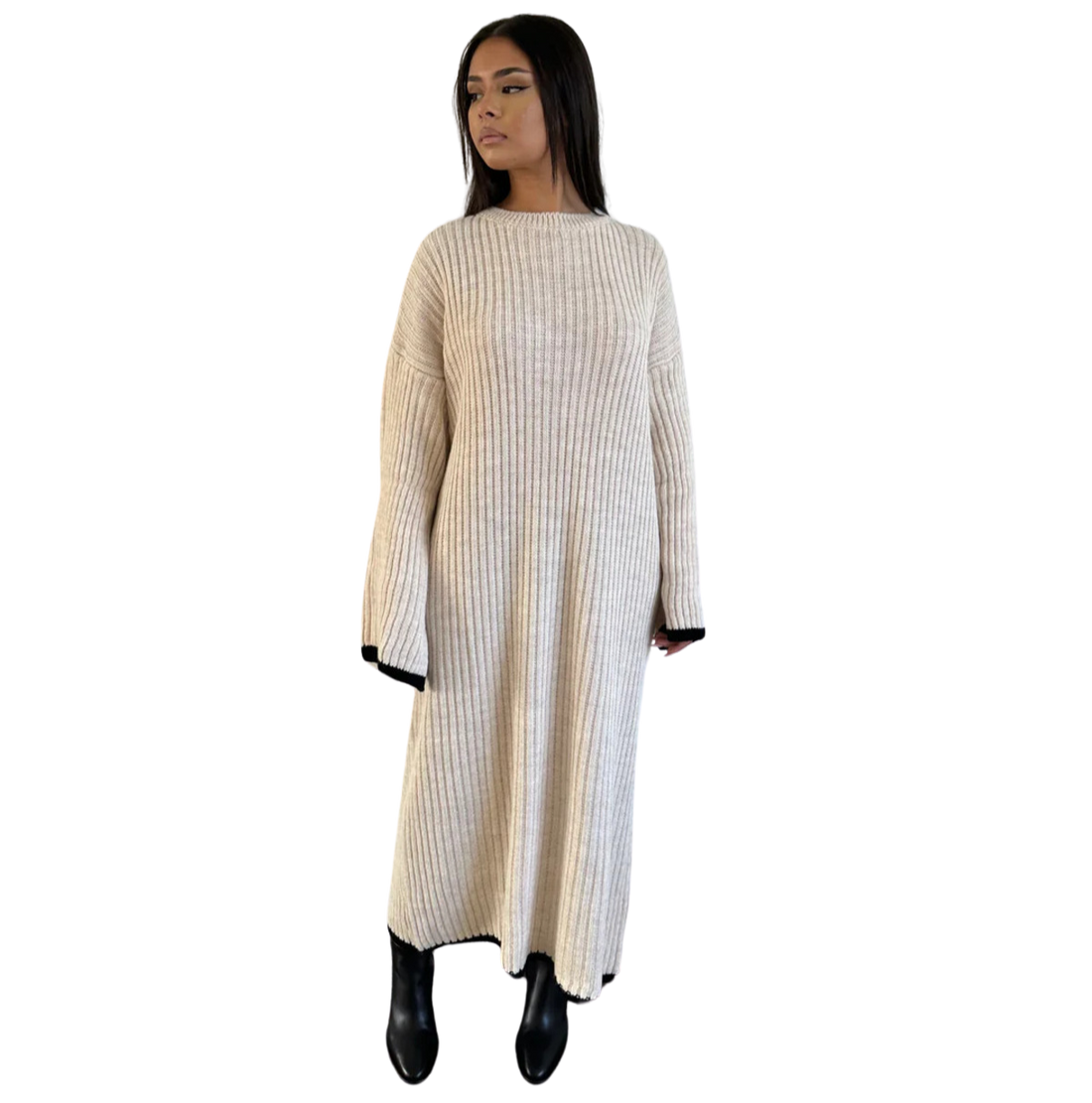 Ribbed Dress – warme geribde truijurk, one size, in zes kleuren – foto 3
