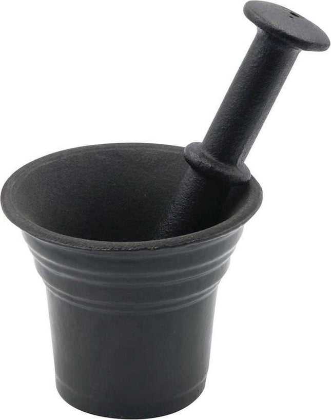 Gietijzeren vijzel met stamper, zwart – extra robuust, Ø 10,5 cm