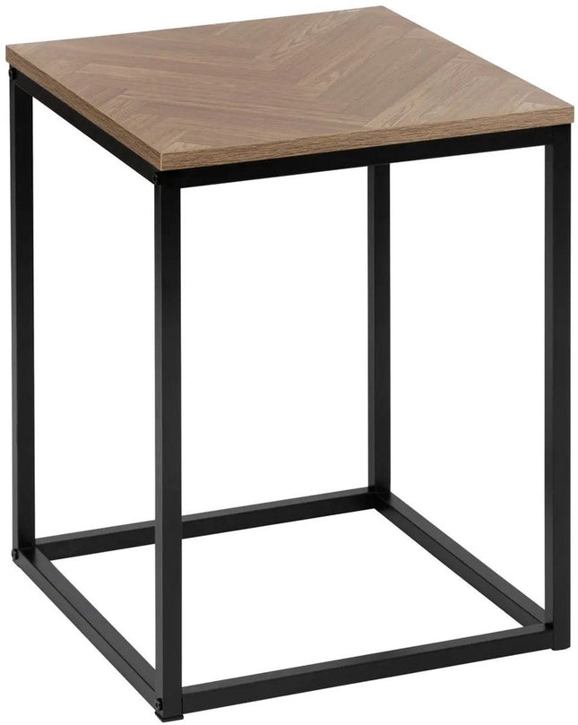 5Five klein bijzettafeltje Chevron – houtlook en staal, 40 x 50 cm