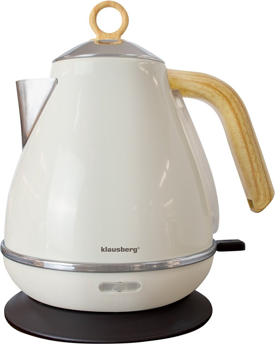 Klausberg 7708 retro waterkoker 1,7 liter – gebroken wit RVS, met thermometer