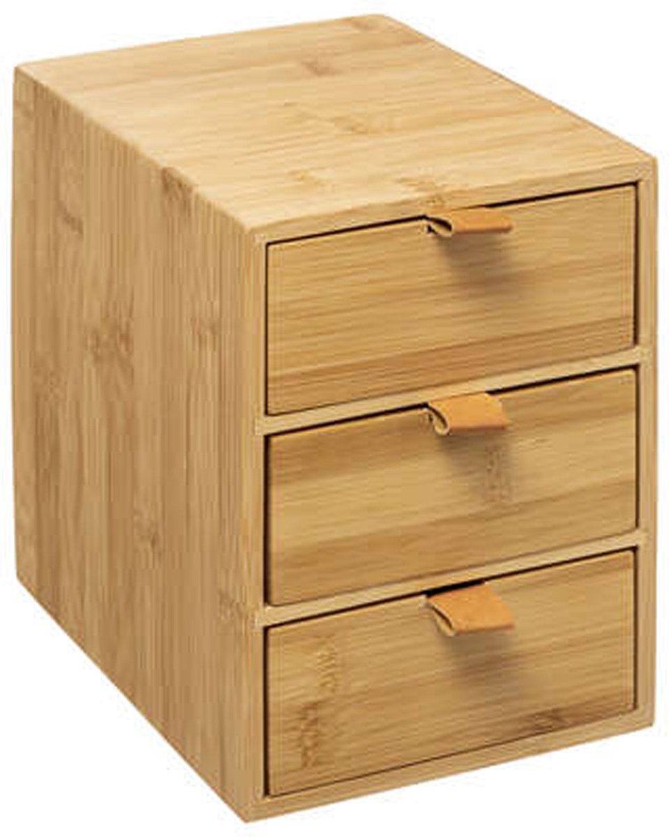 5Five bureau organizer met 3 lades – bamboe ladeblokje, lichtbruin