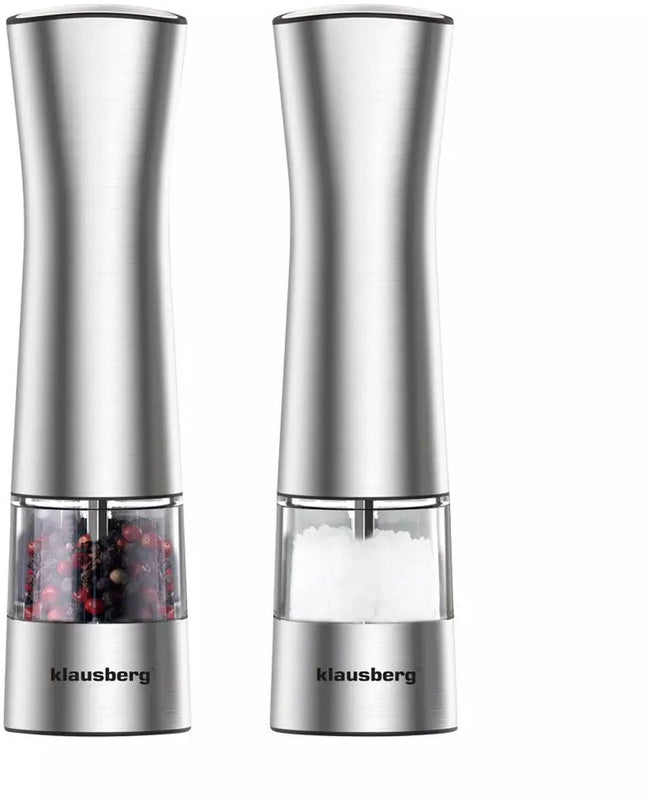 Klausberg KB7610 elektrische peper- en zoutmolen – met licht en RVS-behuizing