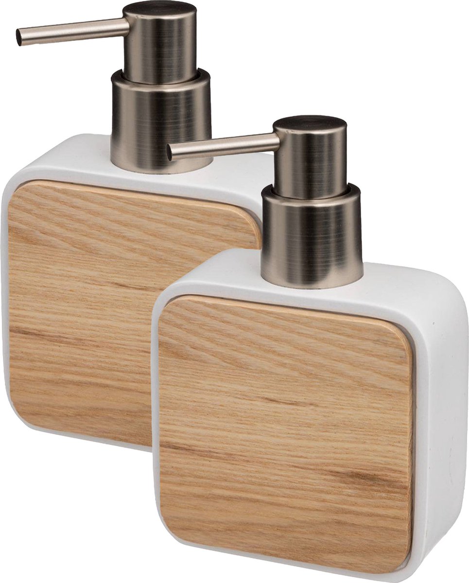 5Five zeeppompje Natureo – set van 2, wit met bamboe, 200 ml