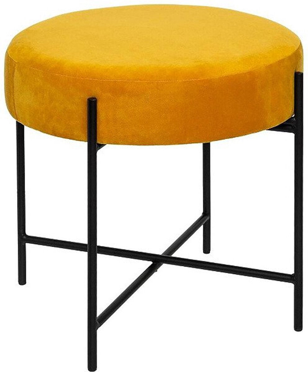 Velvet krukje Elba geel – kruk met velours bekleding en ijzeren frame