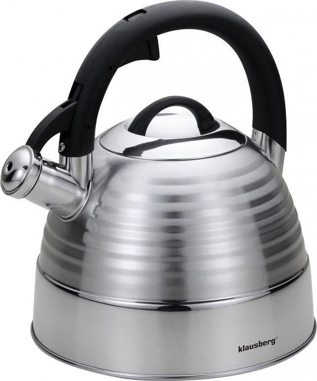 Klausberg 7481 fluitketel RVS – 3 liter, grijs, voor alle warmtebronnen