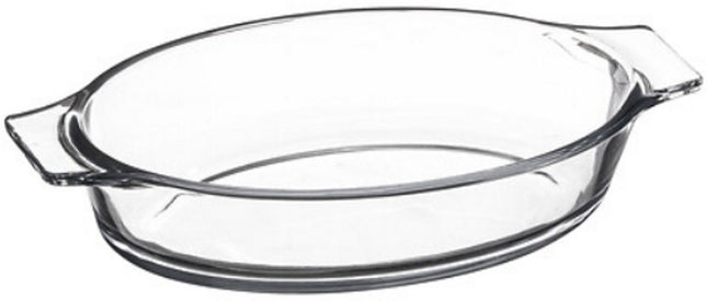 Kleine ovale ovenschaal van glas, 20 x 11 cm – met handvatten