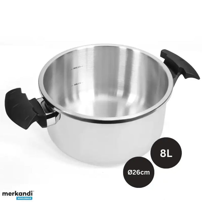 Royalty Line RL-26PS8L snelkookpan 8 liter – RVS, Ø 26 cm, met stoommand – foto 2