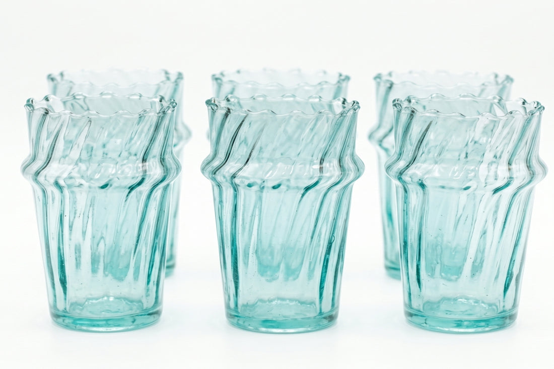 Marokkaanse drinkglazen van gerecycled glas – set van 6, mondgeblazen