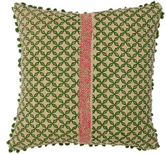 Oosterse Khadi kussenhoes 45 x 45 cm – handgemaakt katoen met pompons – foto 5
