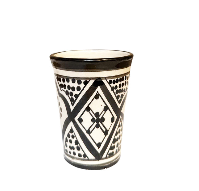 Moroccan Asfi Cup – Black and White Pottery