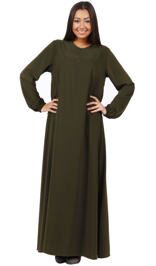 Abaya Comfort – lichte abaya met blinde rits aan de hals, maat XS t/m 2XL – foto 2