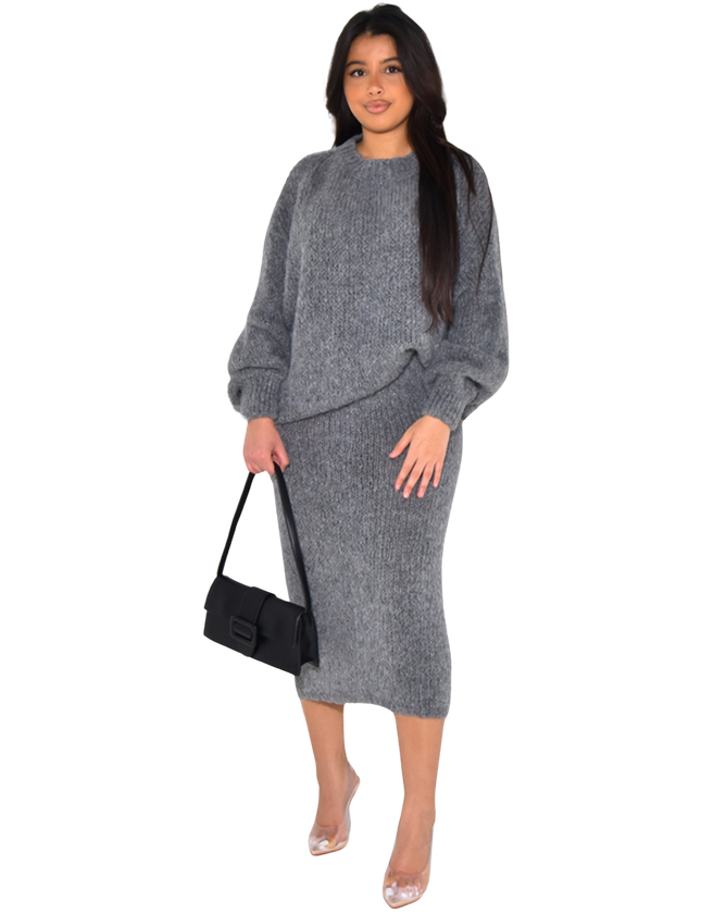 Amaya oversized twinset – wollen trui met lange rok, one size – foto 2
