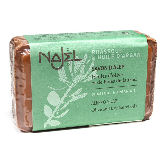 Arganolie zeep met Aleppo zeep en ghassoul – natuurlijke zeep, 100 gram