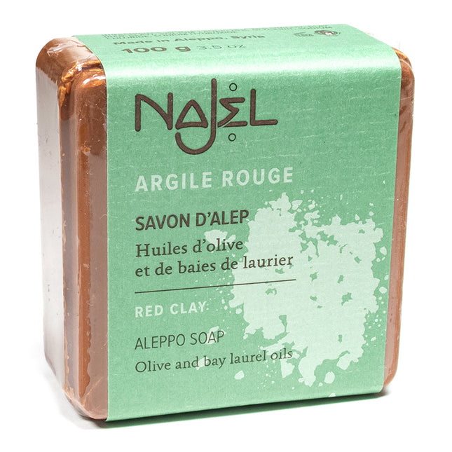Najel Aleppo zeep met rode klei – milde scrubzeep voor huid en haar, 100 g