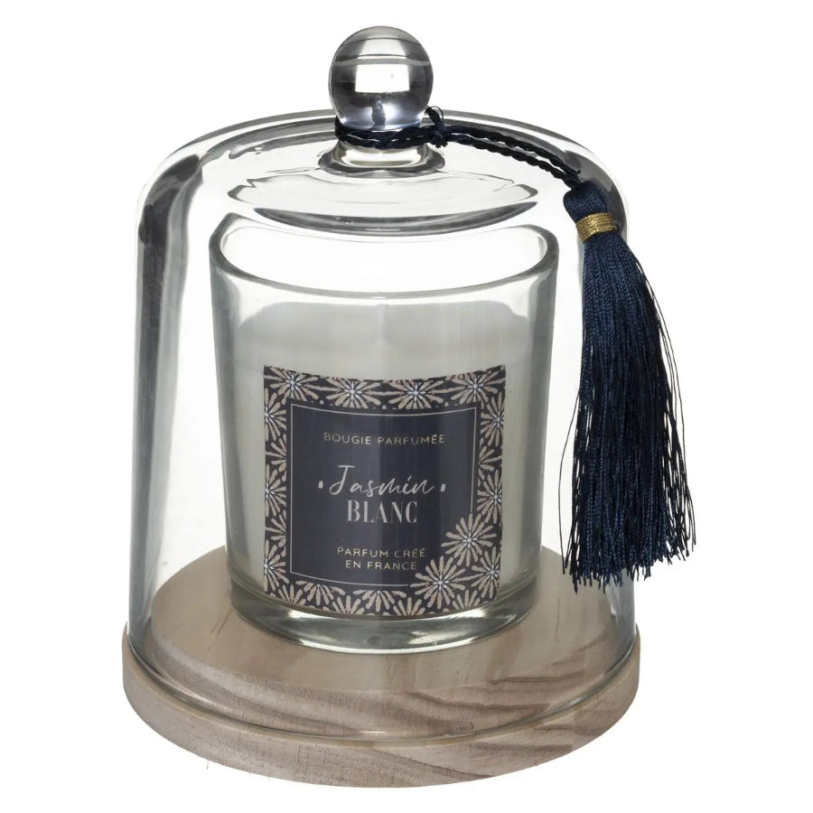 Atmosphera jasmijn geurkaars met glazen stolp – 130 gram, 13,8 x 10,7 cm
