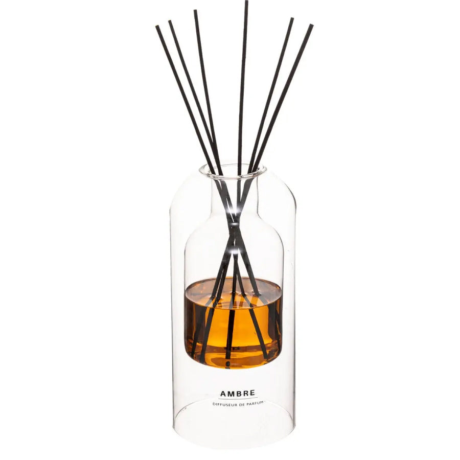 Geurstokjes amber XL – geurverspreider 500 ml met 6 rotanstokjes