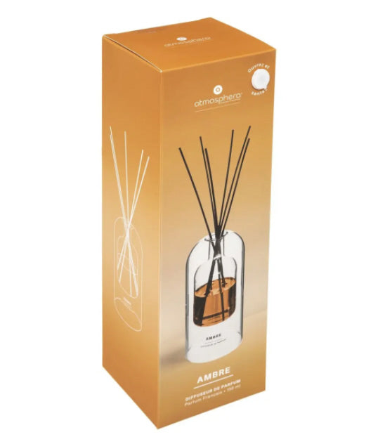 Amber geurverspreider met geurstokjes van rotan – vanilla amber, glazen fles – foto 2