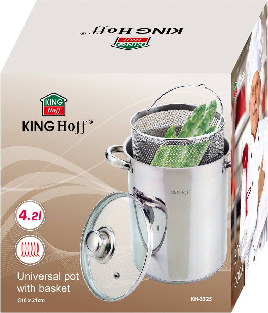 Kinghoff aspergepan RVS met deksel – voor alle warmtebronnen, ook inductie – foto 3