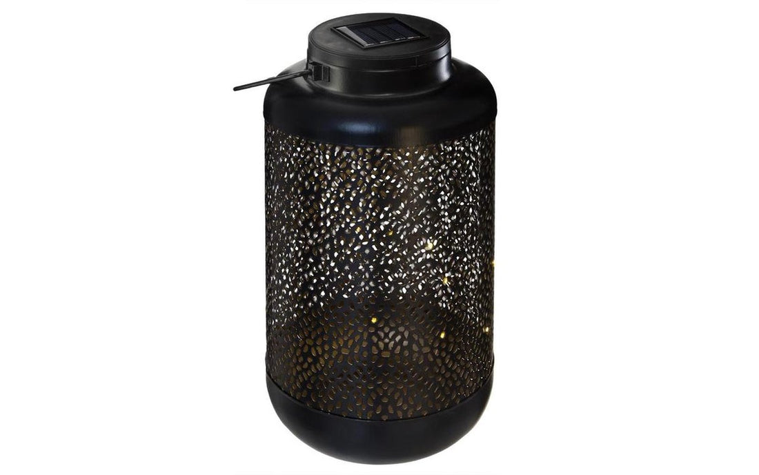 Metal solar lantern Height 25.5 cm, 12 wide, 12 long, black