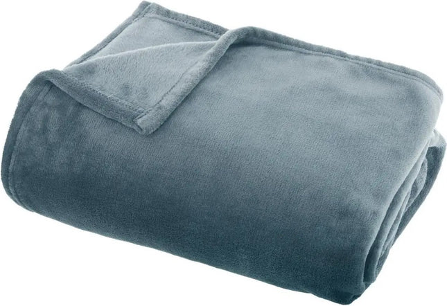 Atmosphera plaid deken fleece – blauw, 130 x 180 cm, zacht flanel-effect