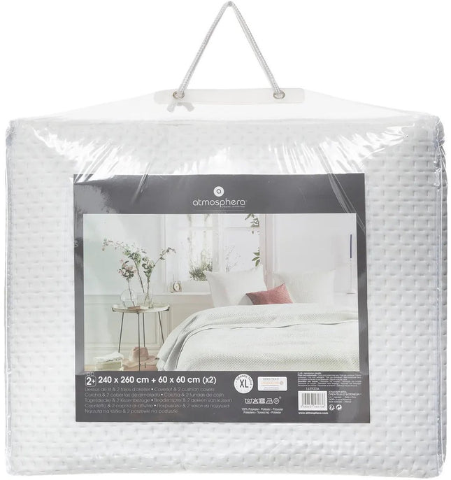 Atmosphera bedsprei Dolce Vita – 240 x 260 cm, ivoorwit, met 2 kussenslopen – foto 2