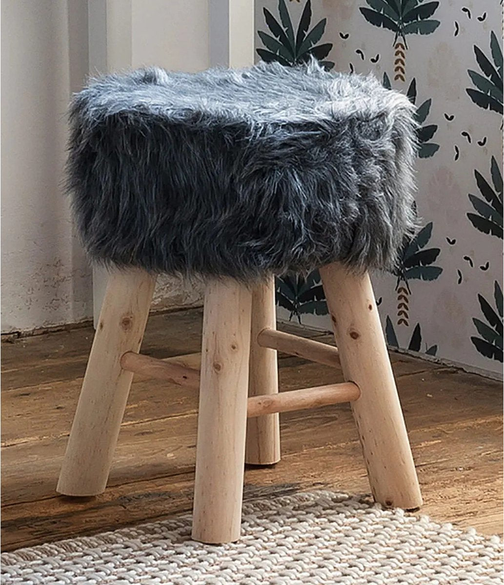 Atmosphera bijzetkrukje Oslo – zitkrukje met fluffy zitting, Ø 28 x 42 cm – foto 5