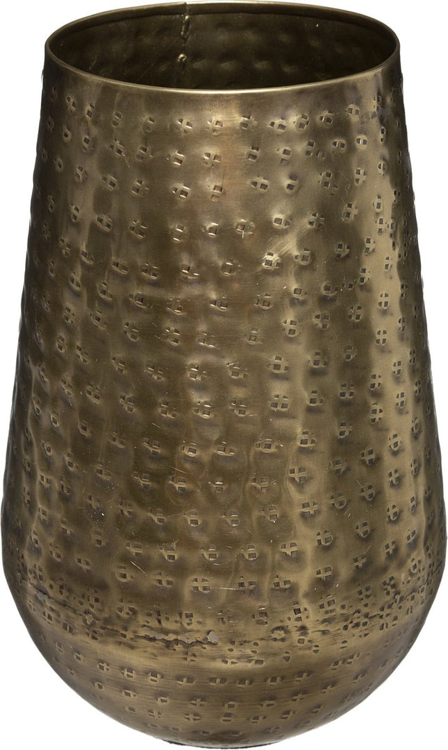 Atmosphera metalen bloemenvaas bronskleurig – metallic, vintage, 15 x 23 cm