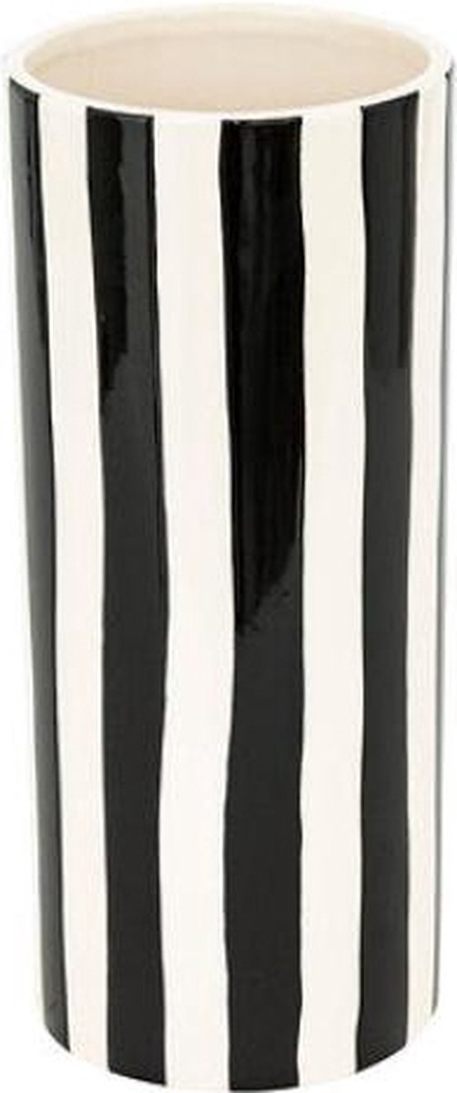 Atmosphera Edric vaas van keramiek – zwart-wit, Ø 13 x 30 cm