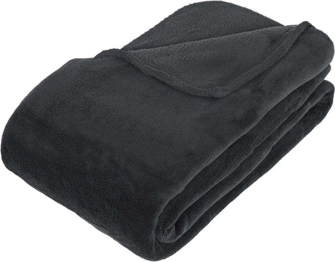 Atmosphera grote fleece deken antraciet – bankplaid 180 x 230 cm