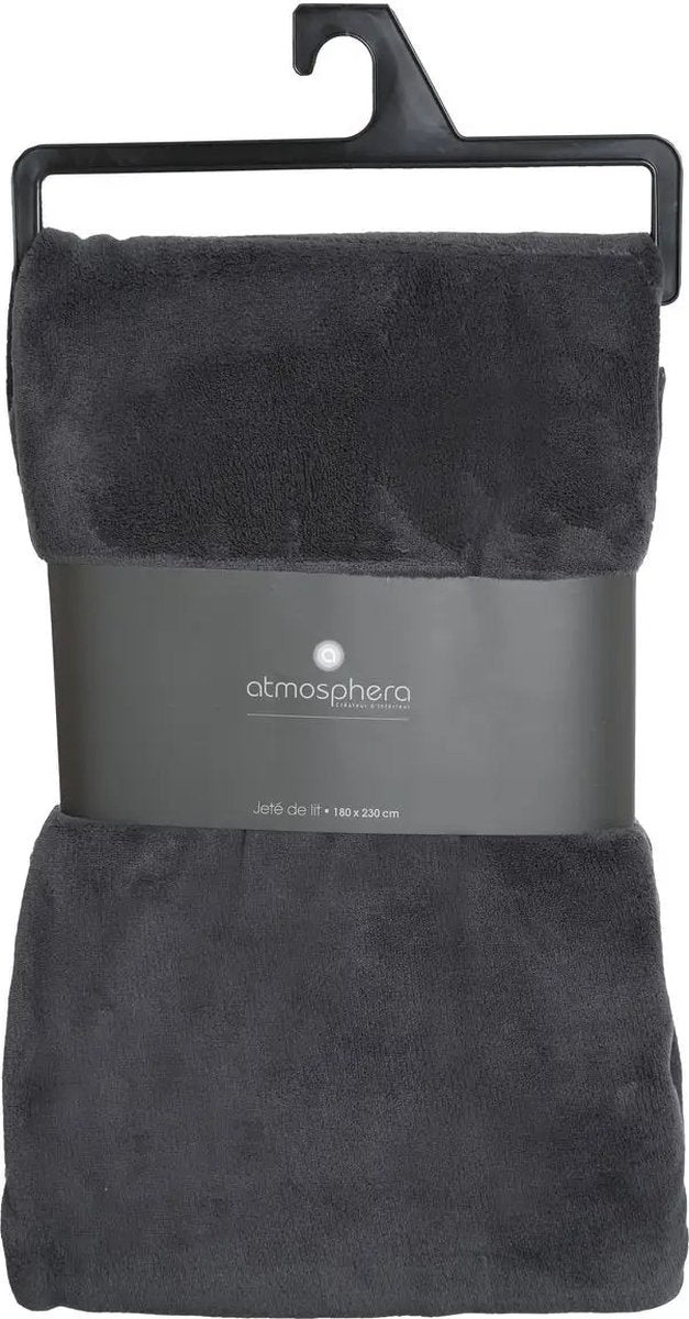 Atmosphera grote fleece deken antraciet – bankplaid 180 x 230 cm – foto 3