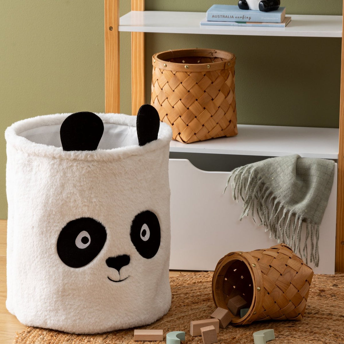 Atmosphera Kids opvouwbare speelgoedmand panda Andy – Ø 35 x 40 cm, zwart/wit – foto 2