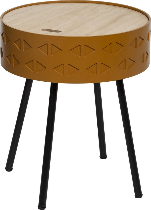 Atmosphera ronde bijzettafel met opbergruimte – donker mosterd, Ø 38,5 cm