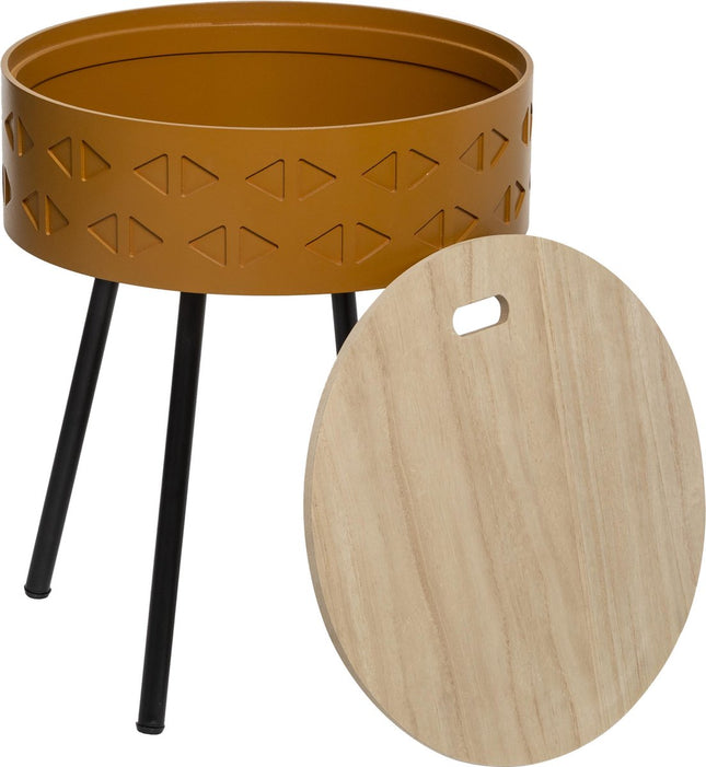 Atmosphera ronde bijzettafel met opbergruimte – donker mosterd, Ø 38,5 cm – foto 2