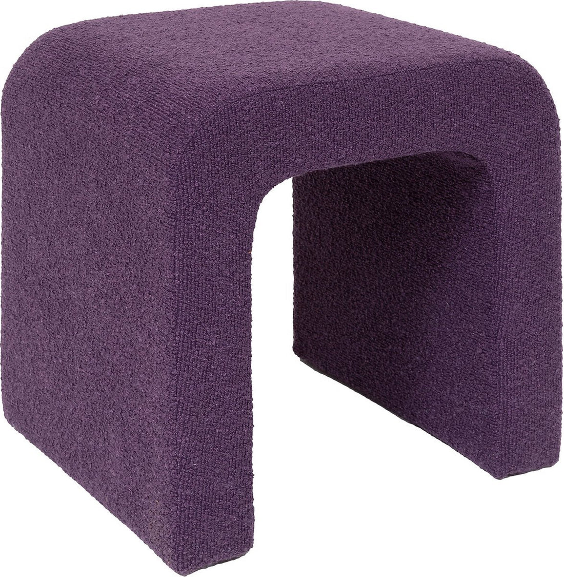 Atmosphera Sevi poef van bouclé stof – wit of paars, 41 x 35,5 x 43 cm – foto 2