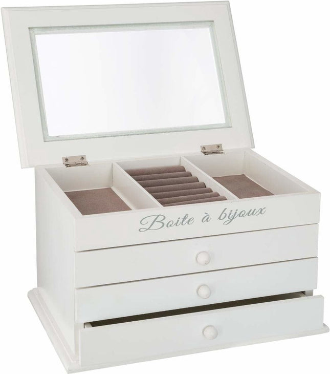 Jewelry box, white, with 3 drawers