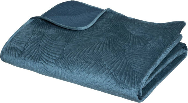 Atmosphera Delia bedsprei eendenblauw – velours-look, 240 x 260 cm
