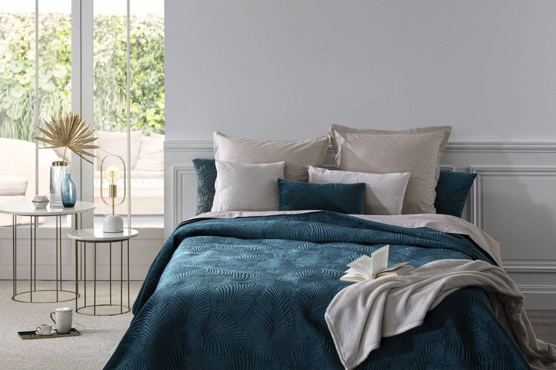 Atmosphera Delia bedsprei eendenblauw – velours-look, 240 x 260 cm – foto 2