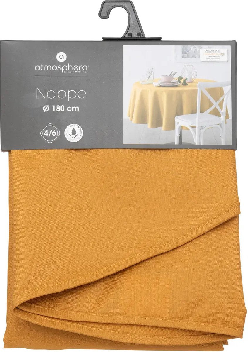 Atmosphera tafelkleed rond okergeel – Ø 180 cm, vlekbestendig polyester – foto 2