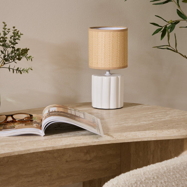 Atmosphera Tylia Table Lamp - Ø13xH26 cm - Beige / White