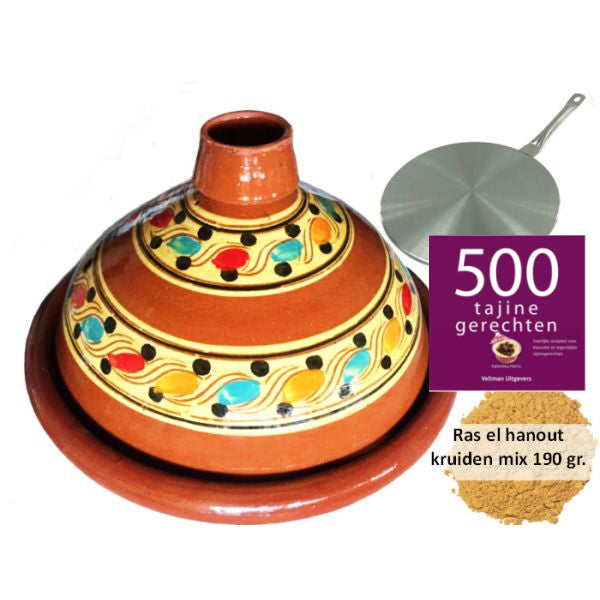 Tajine set voor inductie – aardewerk tajine Ø 34 cm met inductie adapter