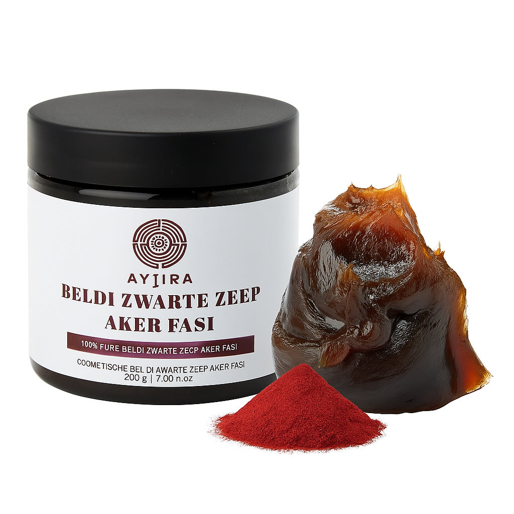 Aytira beldi zwarte zeep met Aker Fassi – Marokkaanse hammam zeep, 200 g